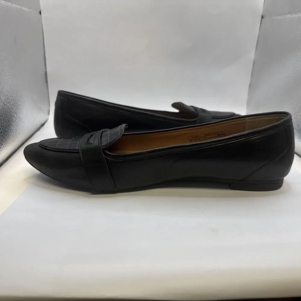 Vionic Savannah Snake Pointed Ballet Flats Black Leath w/Snakeskin Women's Sz 10